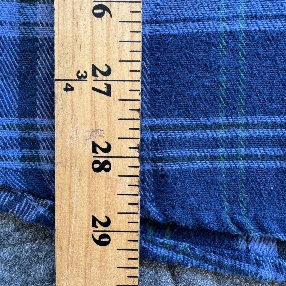 HickoryShirtCo Mens XL Blue Plaid Quarter Zip Flannel Pullover Shirt